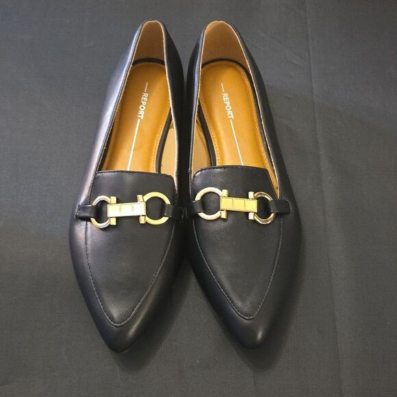 BRAND NEW REPORT RAYDER LOAFERS WITH GOLD DETAIL DESIGN FLAT - Picture 2 of 16